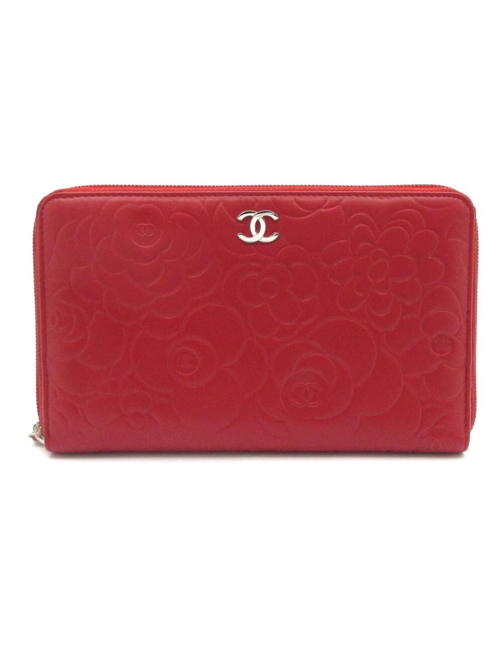 Chanel Camellia Red Lambskin Long #364144C13B